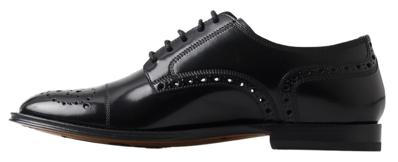 Dolce & Gabbana Elegant Black Leather Oxford Wingtip Men's Shoes