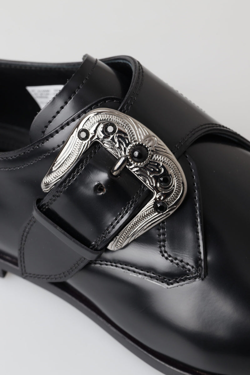Dolce & Gabbana Elegant Black Leather Monk Strap Men's Shoes