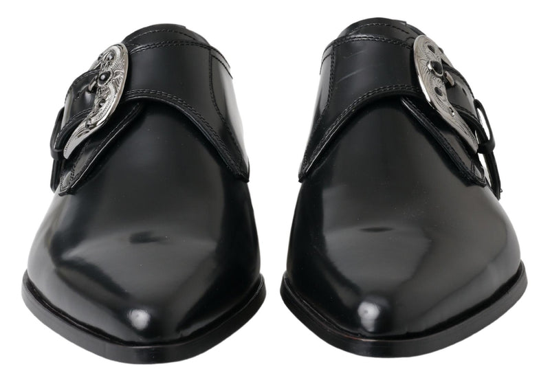 Dolce & Gabbana Elegant Black Leather Monk Strap Men's Shoes