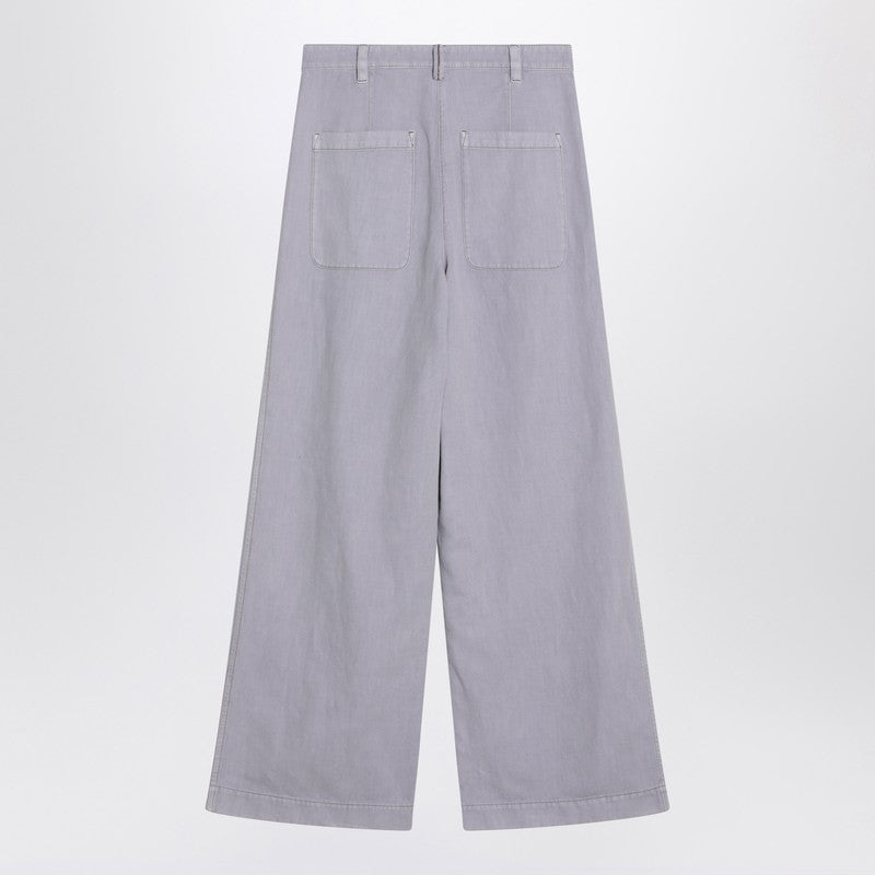【関税&送料込み】Brunello Cucinelli Wide Lilac Trousers I Brunello Cucinelli Women's Wide Lilac Trousers In Linen Blend