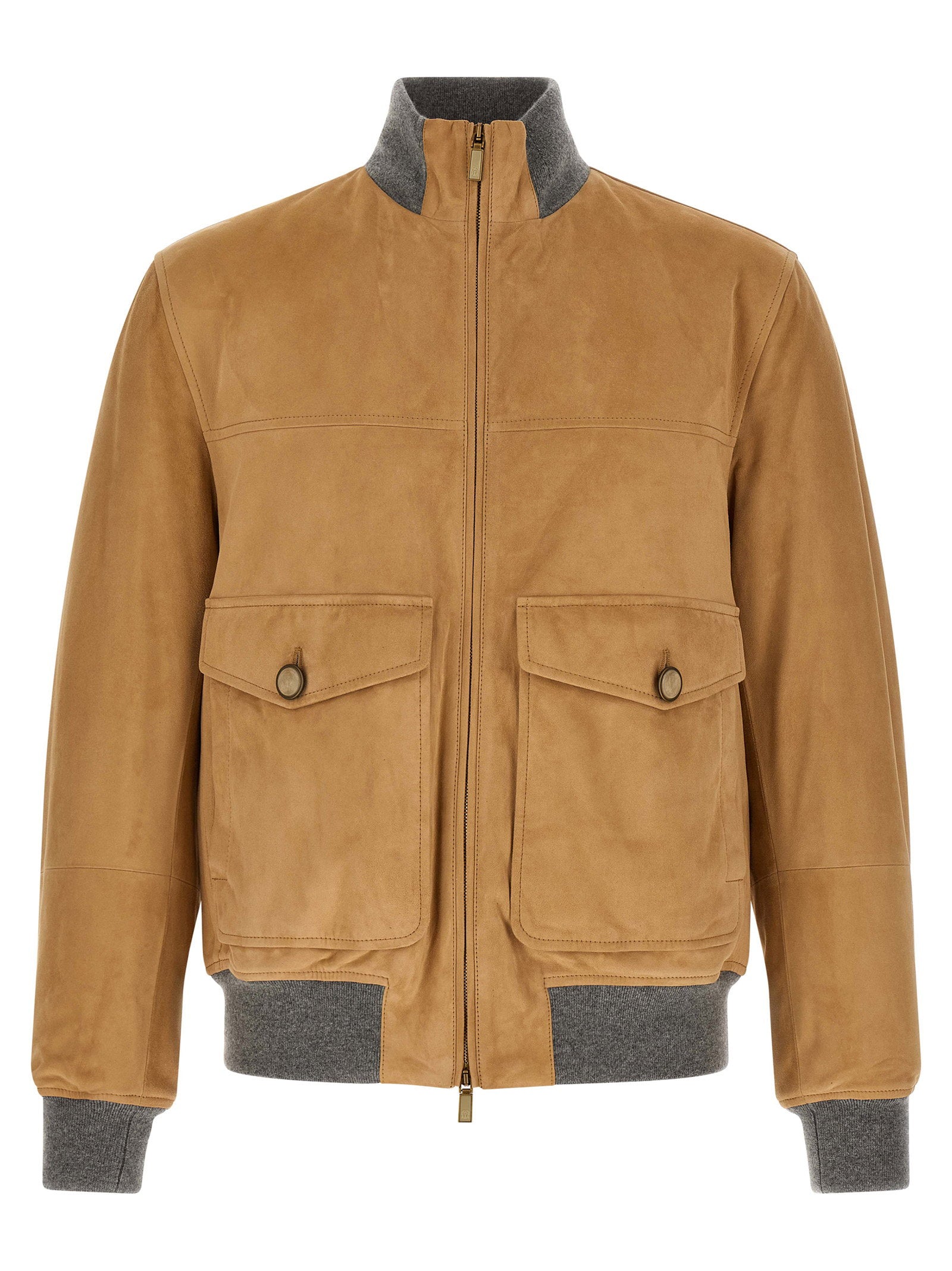 Brunello Cucinelli Men's Padded Suede Bomber Jacket