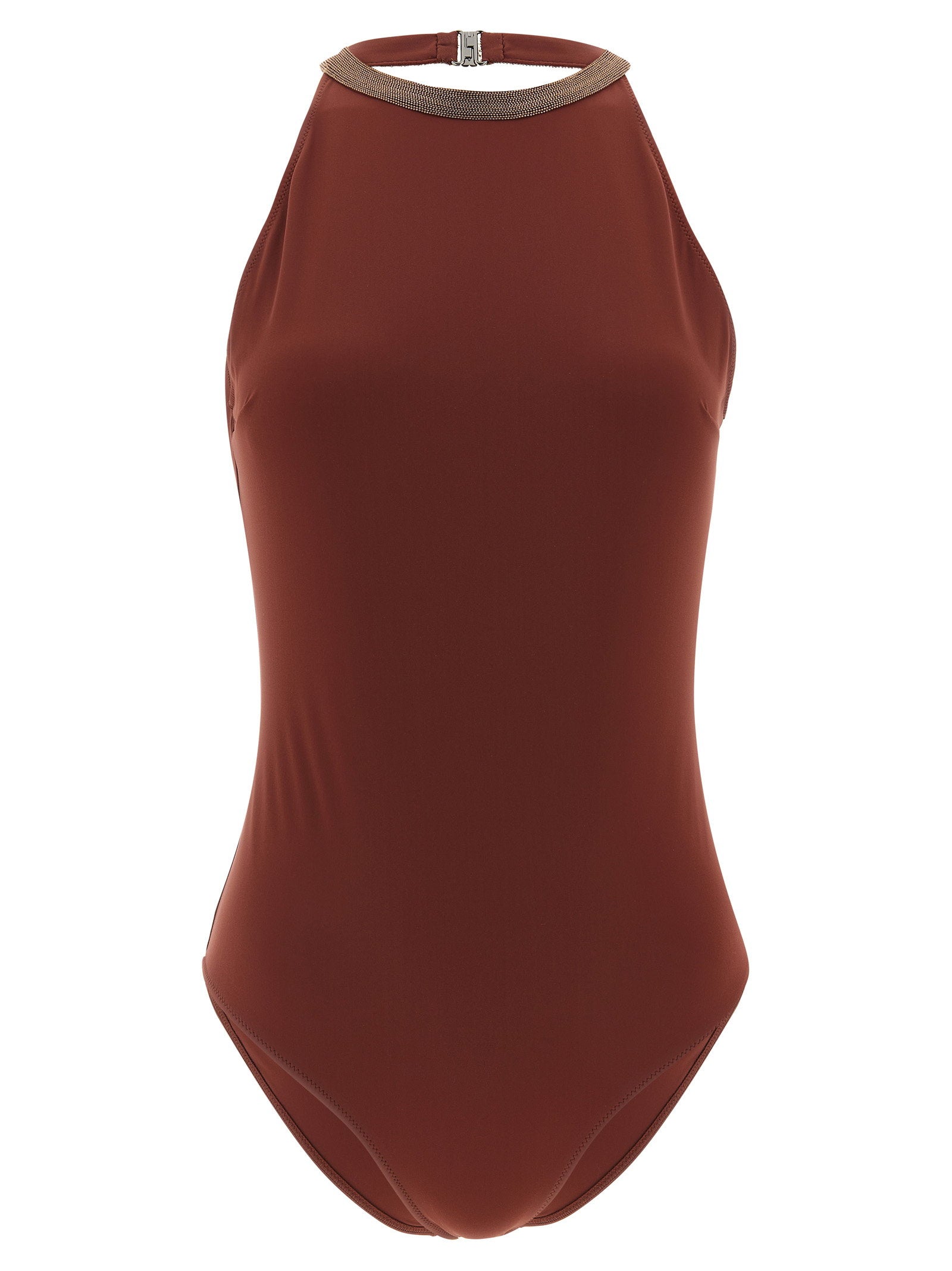 Brunello Cucinelli Women's Precious Collar One-Piece Swimsuit