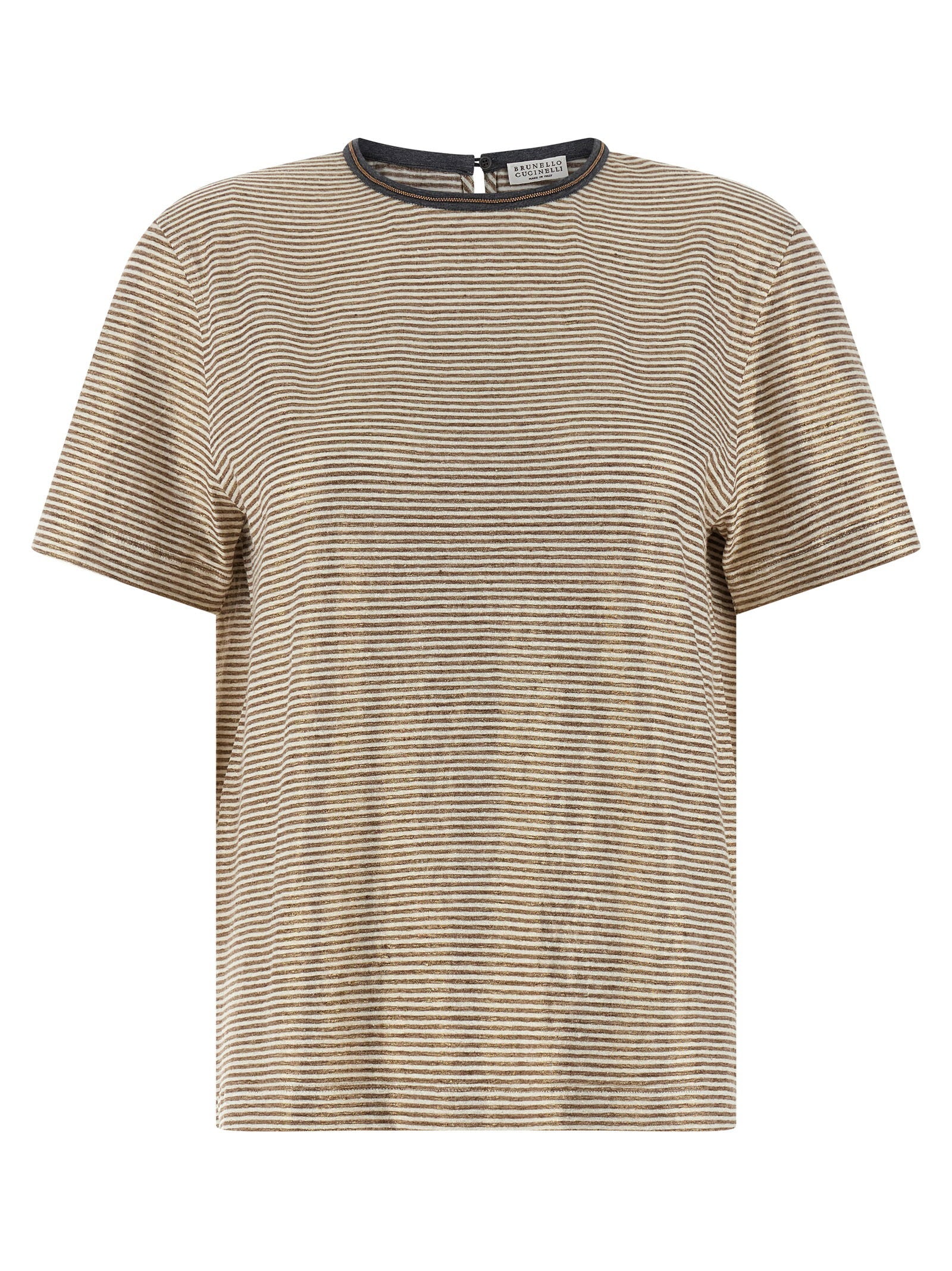 Brunello Cucinelli Women's Shiny Collar Detail T-Shirt