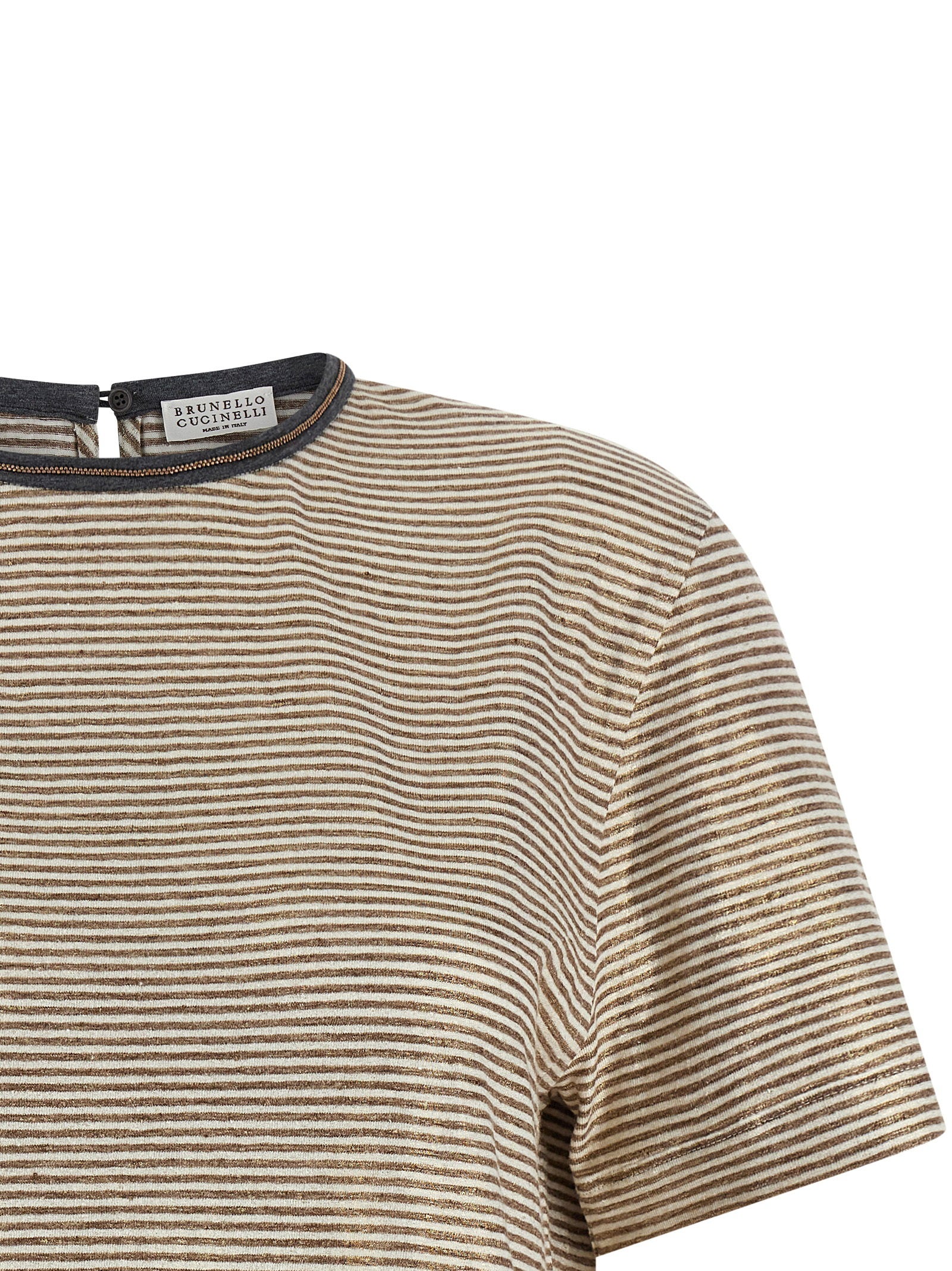 Brunello Cucinelli Women's Shiny Collar Detail T-Shirt