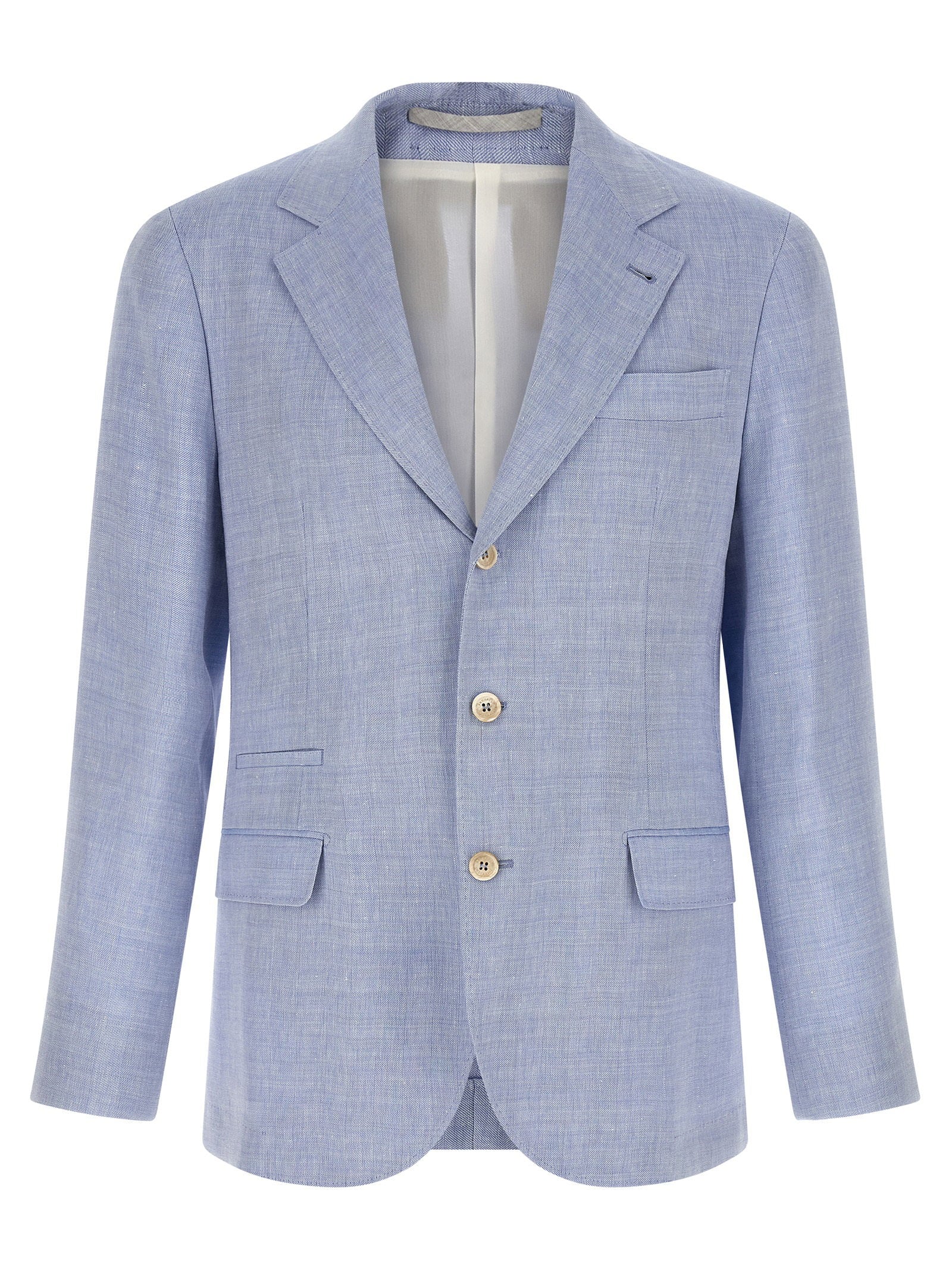 Brunello Cucinelli Men's Linen And Wool Chevron Blazer