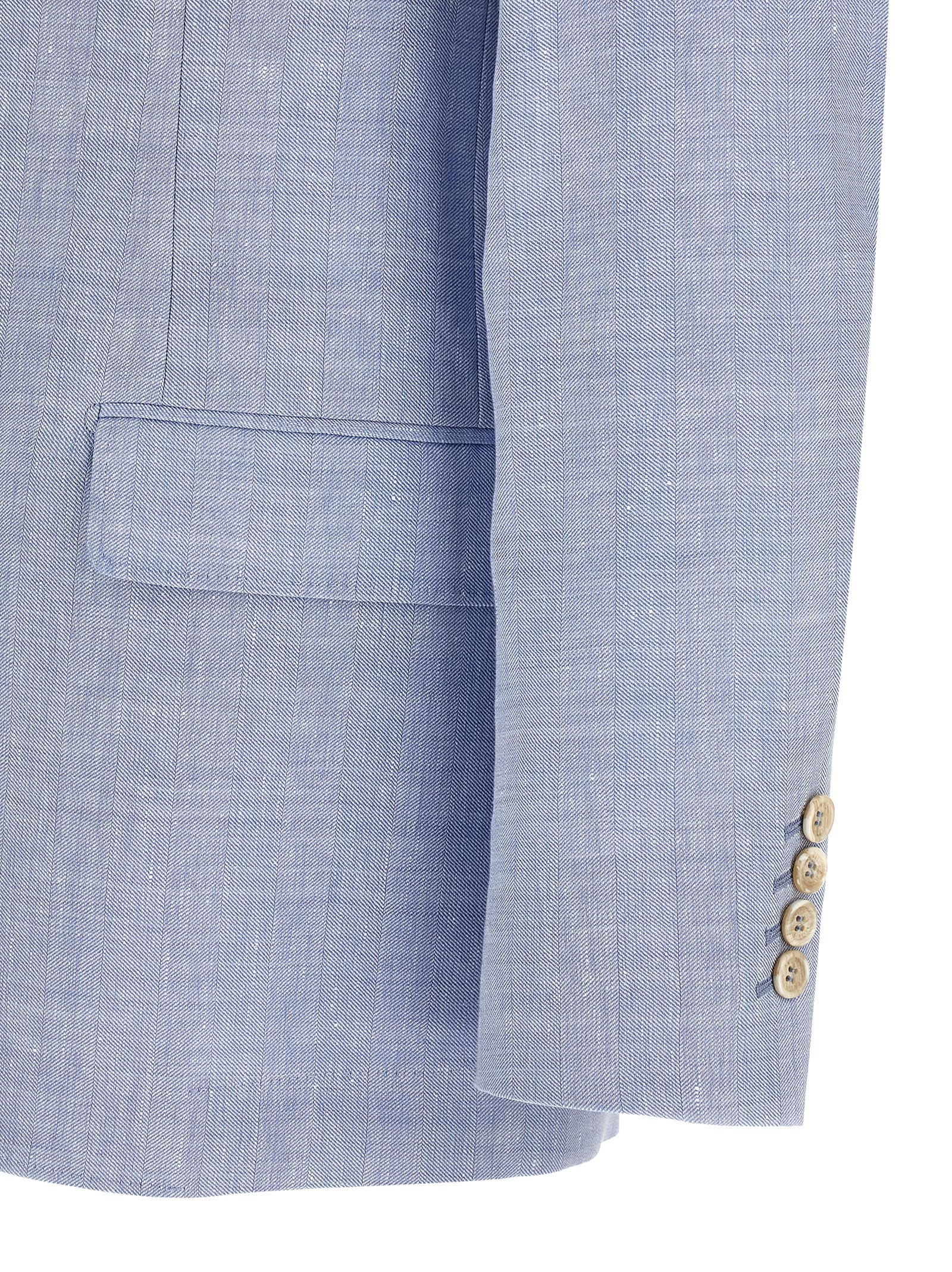 Brunello Cucinelli Men's Linen And Wool Chevron Blazer