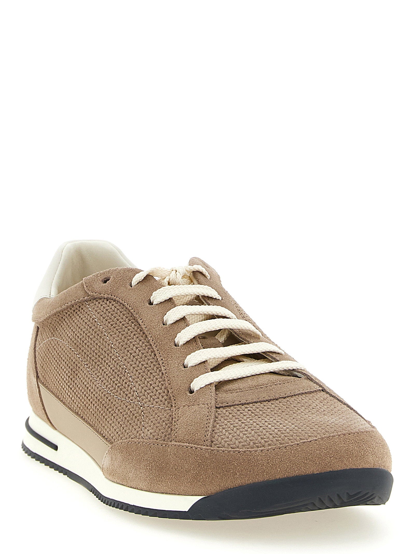 Brunello Cucinelli Men's Knit-Effect Suede Sneakers