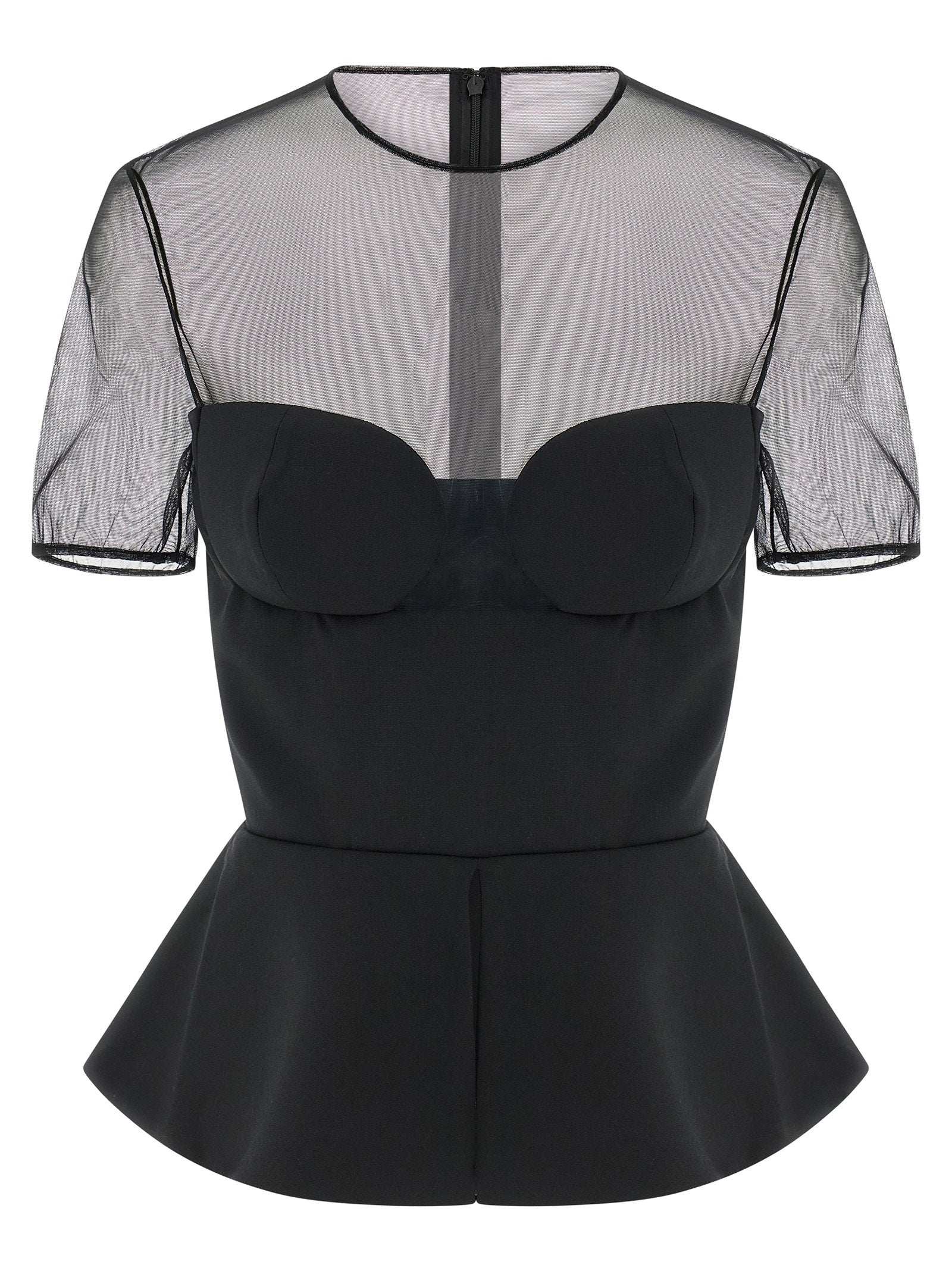 Nensi Dojaka Women's Tailored Bustier With Sheer Neckline Top