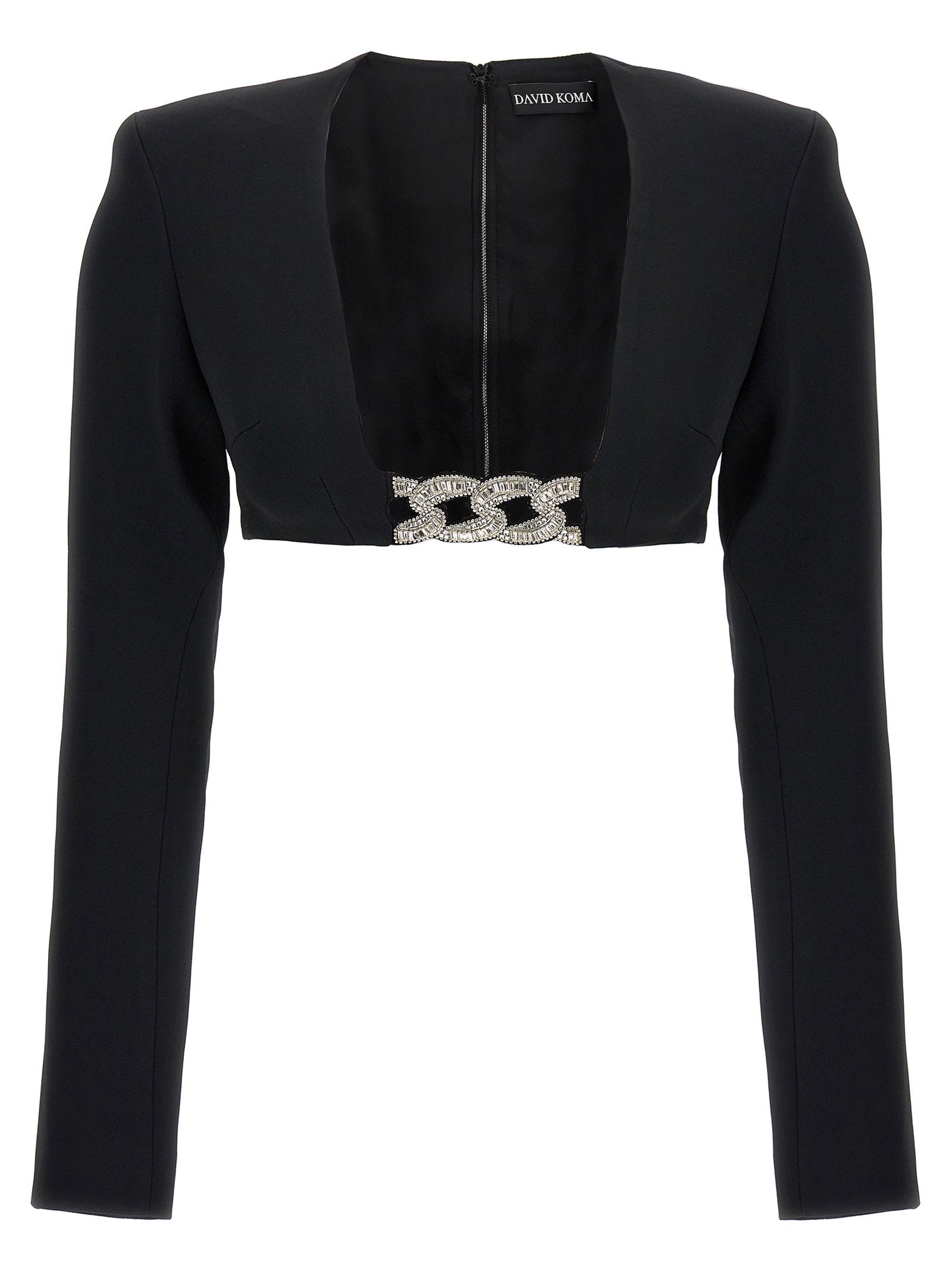 David Koma Women's Top 3D Crystsal Chain And Square Neck