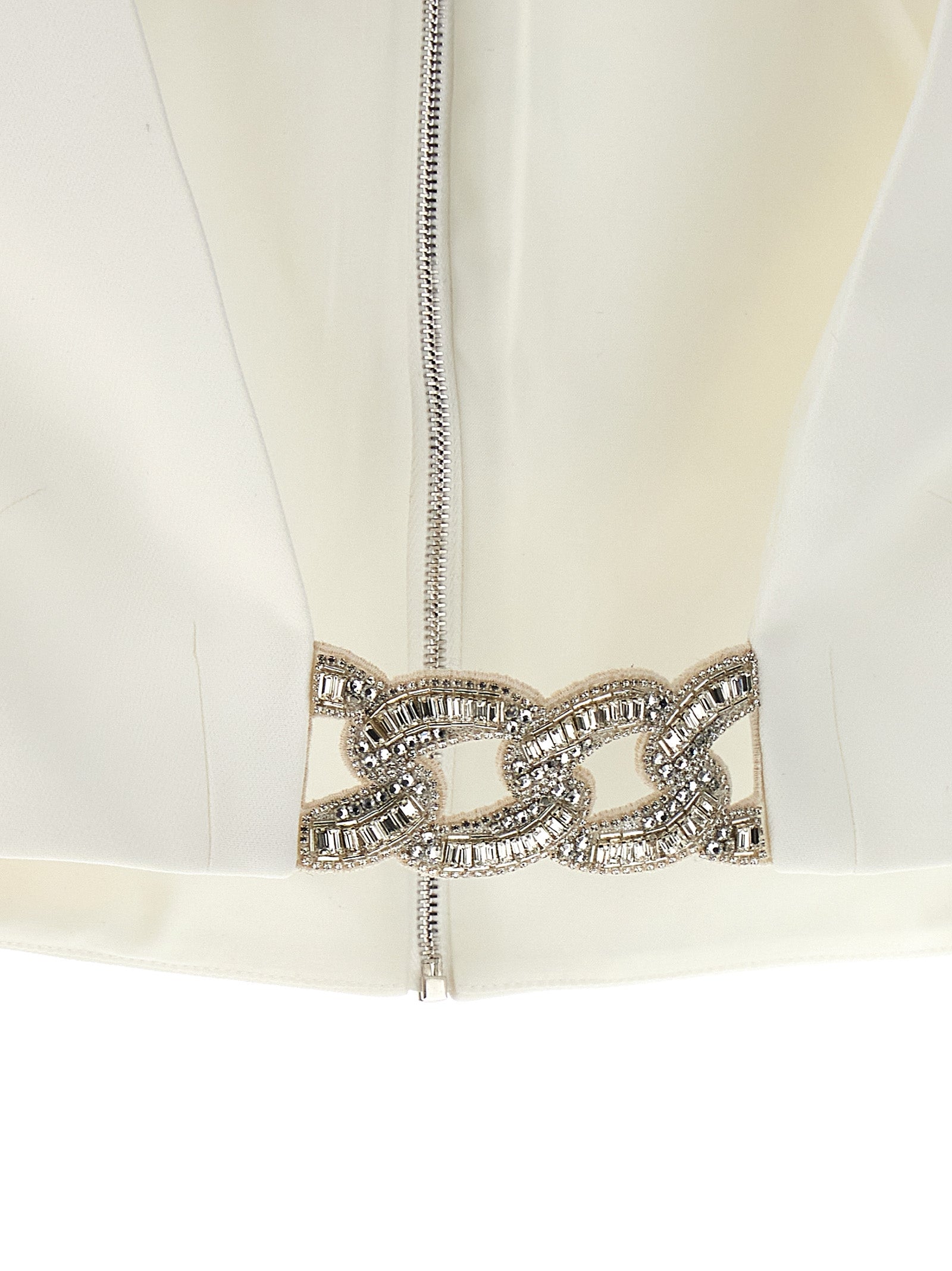 David Koma Women's Top 3D Crystsal Chain And Square Neck