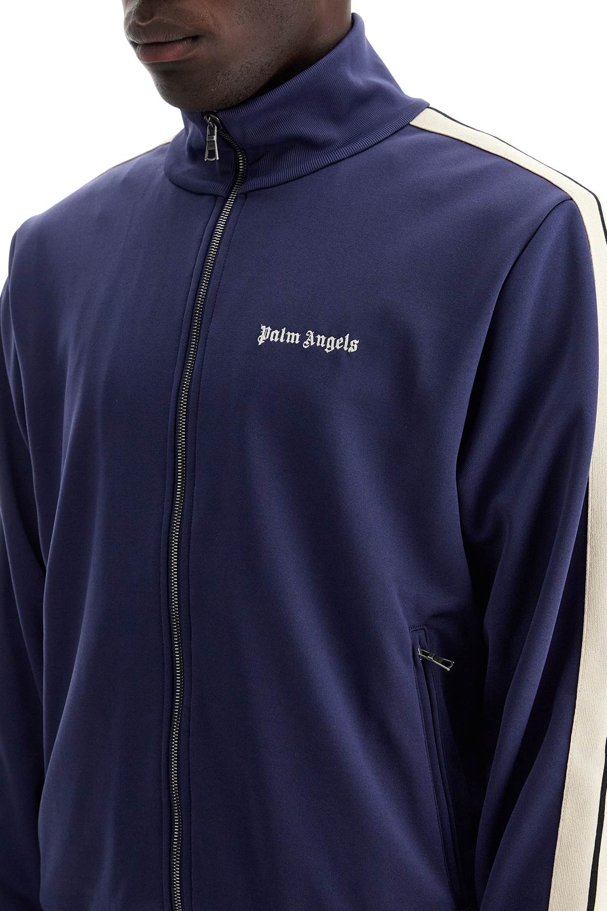 Palm Angels Men's Contrast Band Track Jacket With Nine Words