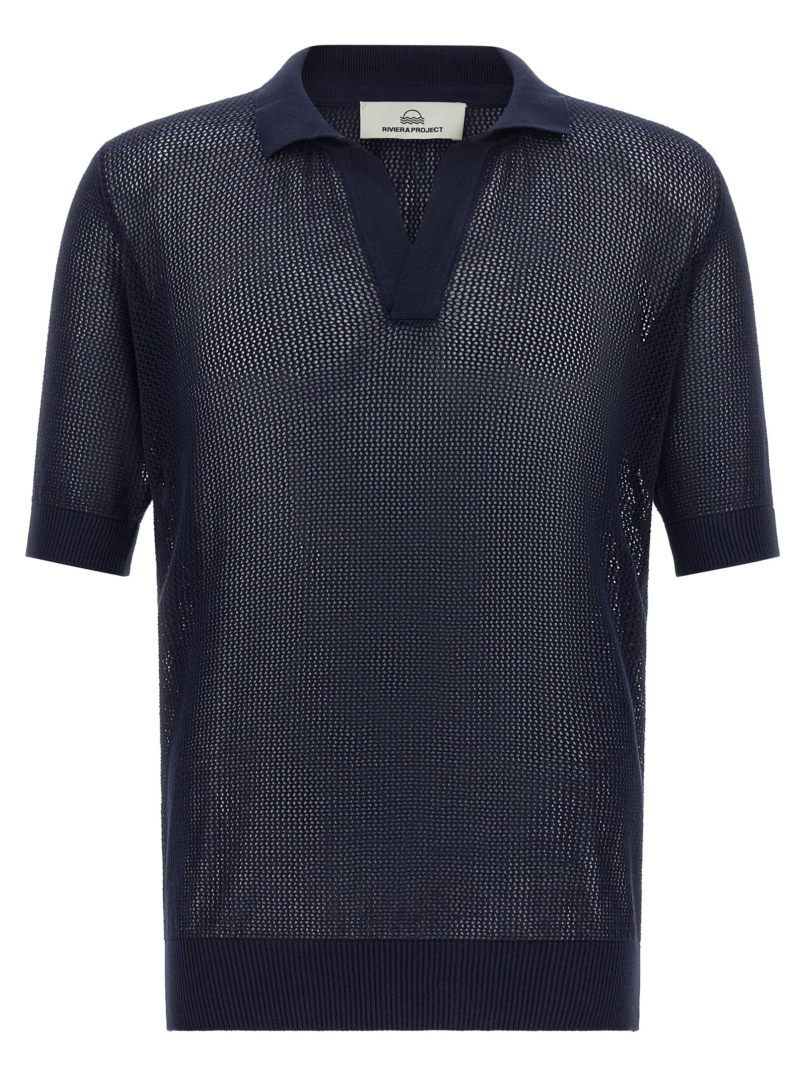 Riviera Project Men's Openwork Cotton Polo Shirt