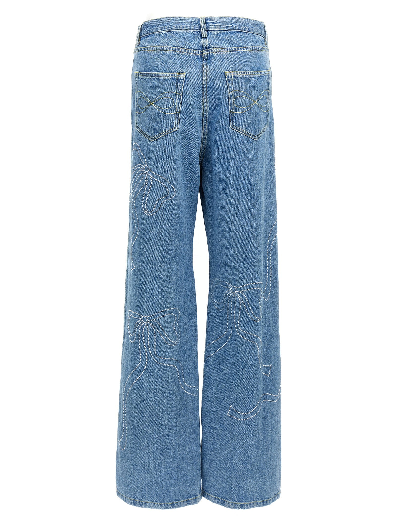 Mach & Mach Women's Crystal Ribbon Hot Fix Jeans