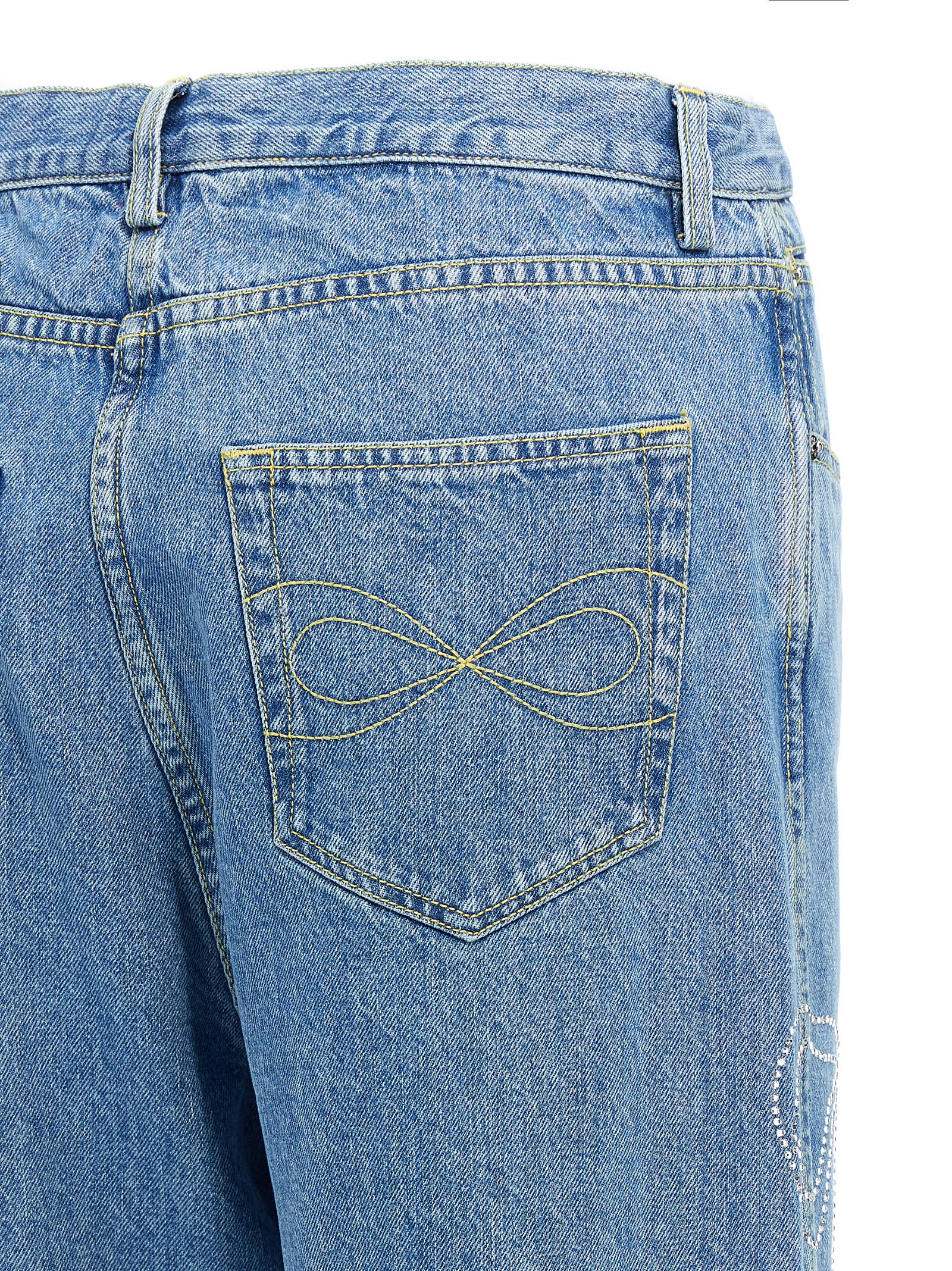 Mach & Mach Women's Crystal Ribbon Hot Fix Jeans