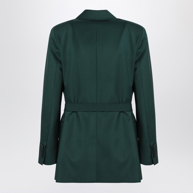 ジャケット MAX MARA GREEN WOOL CANVAS JACKET WITH BELT Max Mara Women's Green Wool Canvas Jacket With Belt