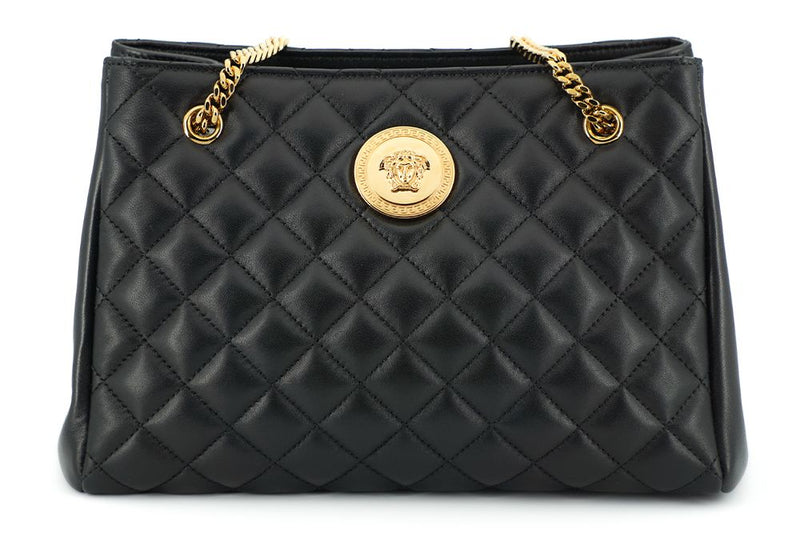 Versace Elegant Quilted Nappa Leather Tote Women's Bag