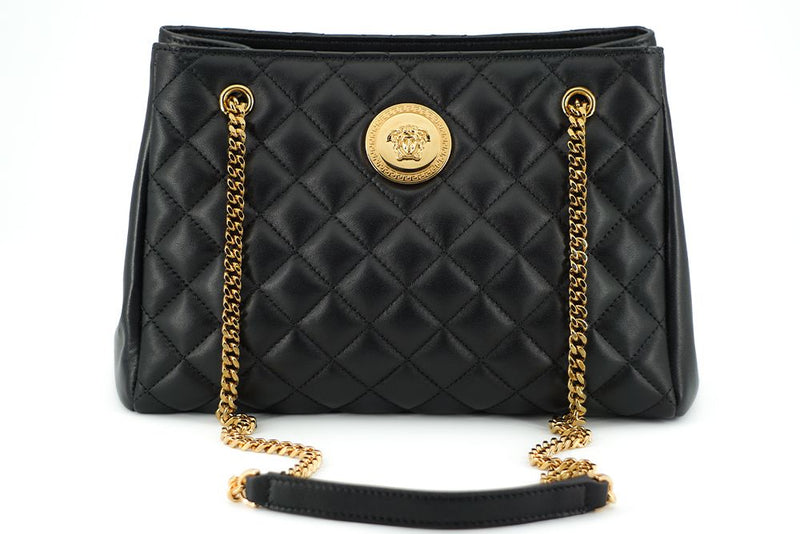 Versace Elegant Quilted Nappa Leather Tote Women's Bag
