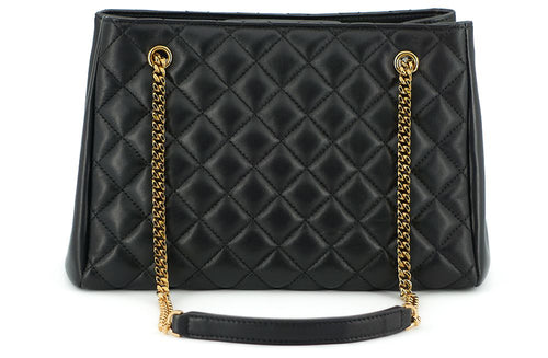 Versace Black Quilted Nappa Leather Medusa Tote Women's Handbag