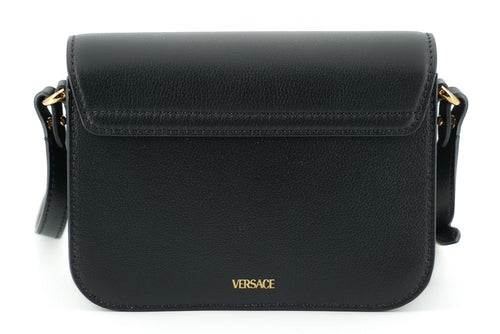 Versace Elegant Black Calf Leather Shoulder Women's Bag