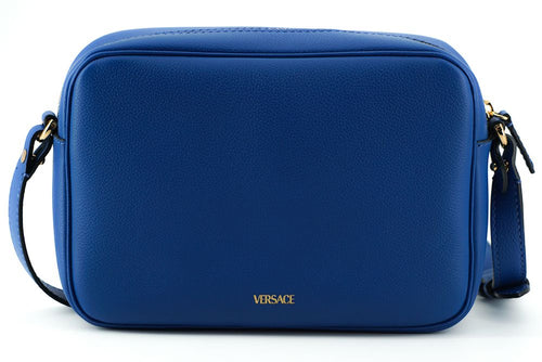 Versace Blue Calf Leather Camera Shoulder Women's Bag