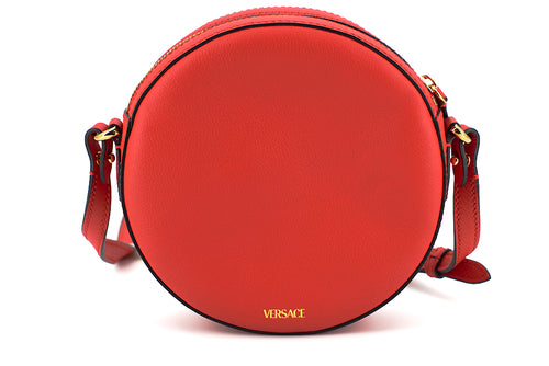Versace Elegant Red Round Leather Shoulder Women's Bag