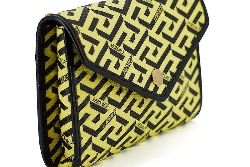 Versace Radiant Yellow Canvas-Leather Pouch Shoulder Women's Bag