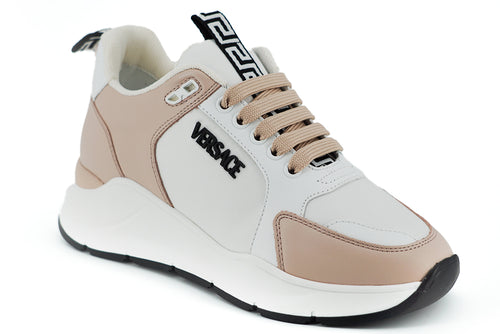 Versace Light Pink and White Calf Leather Women's Sneakers