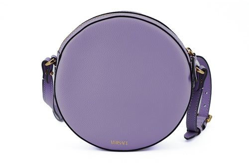 Versace Purple Calf Leather Round Disco Shoulder Women's Bag