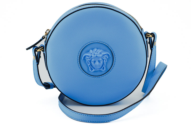 Versace Chic Blue Leather Round Shoulder Women's Bag