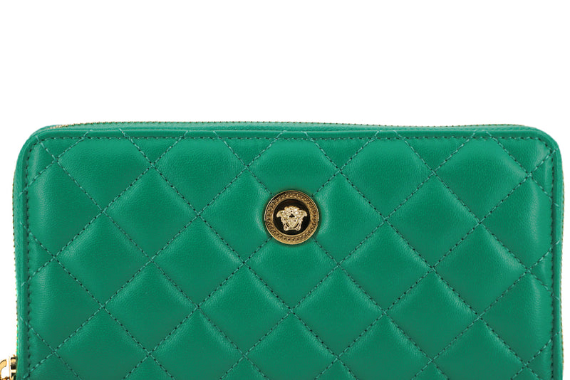 Versace Elegant Quilted Leather Zip Women's Wallet