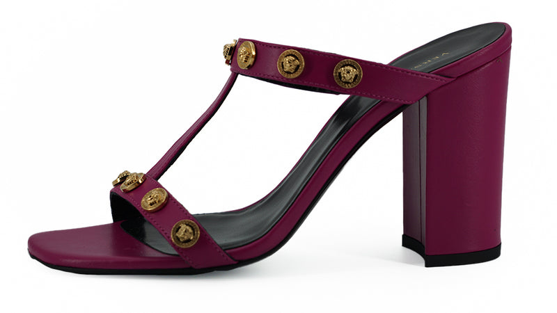 Versace Elegant Purple Calf Leather High Women's Sandals