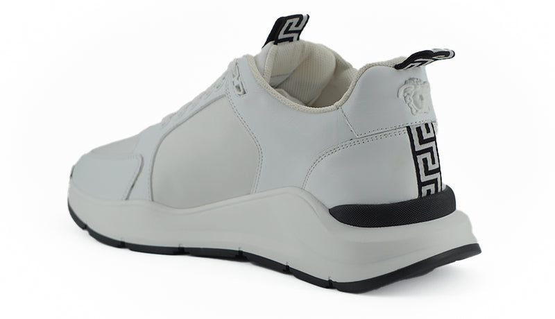 Versace Sleek White Calf Leather Men's Sneakers