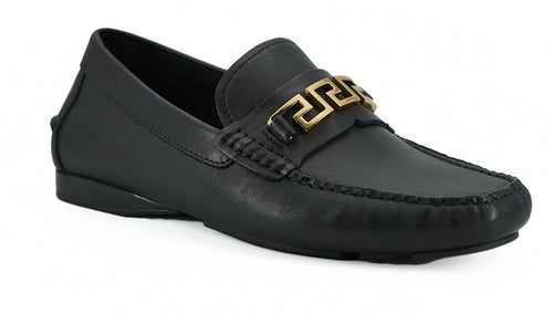 Versace Black Calf Leather Loafers Men's Shoes