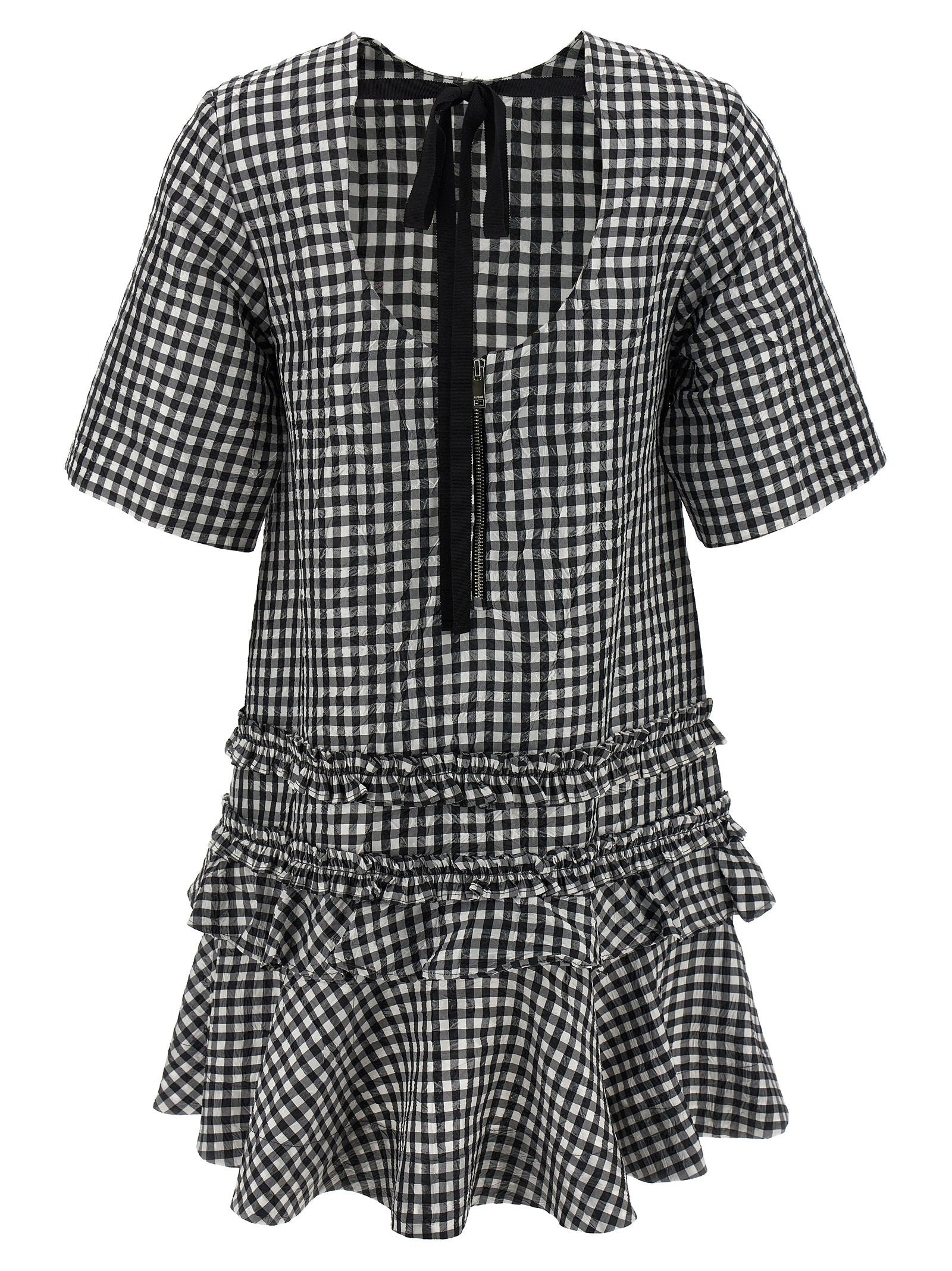 Ganni Women's Crinkled Check Mini Dress