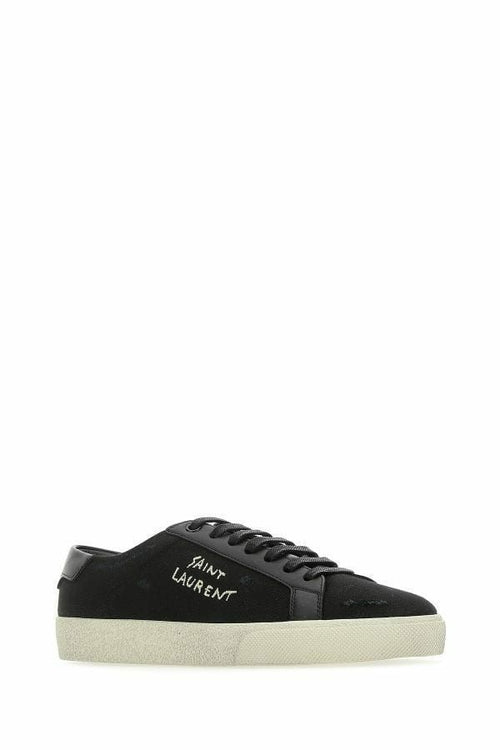 Saint Laurent Black Canvas &amp; Leather Low Top Men's Sneakers