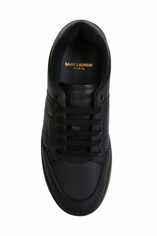 Saint Laurent Black Calf Leather Low Top Men's Sneakers