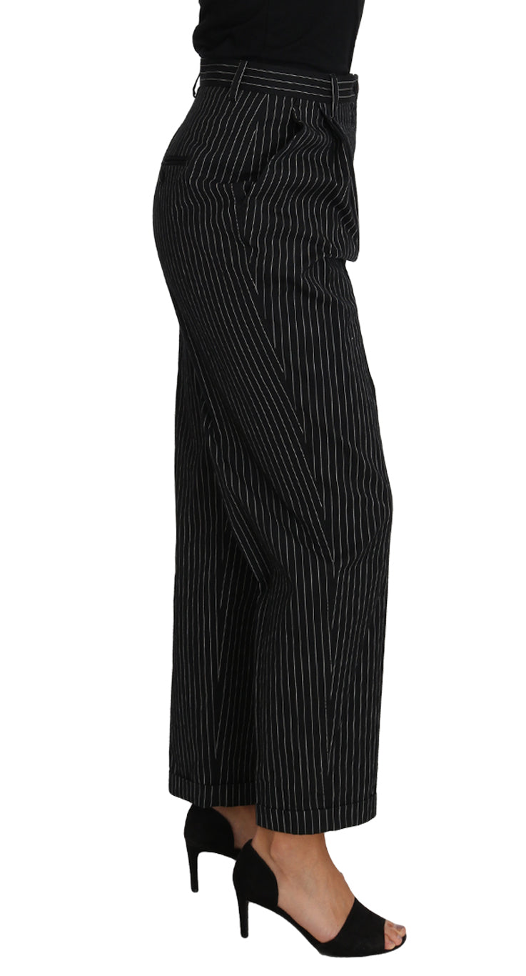 Dolce & Gabbana Elegant Black Pinstripe Dress Women's Pants