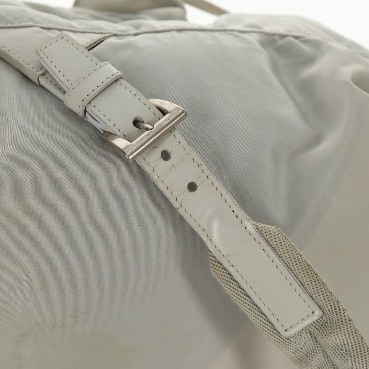 Prada Double Pocket Backpack Chain Shoulder Re-Nylon Gray Nylon Backpack Bag (Pre-Owned)