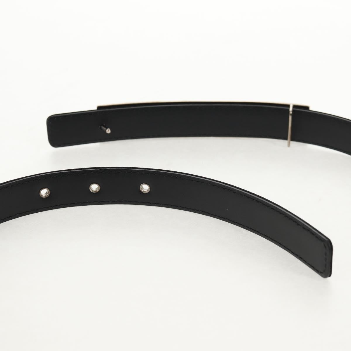 Chanel Logo Belt Leather With Metal And Crystals Black Leather Belts Accessory (Pre-Owned)