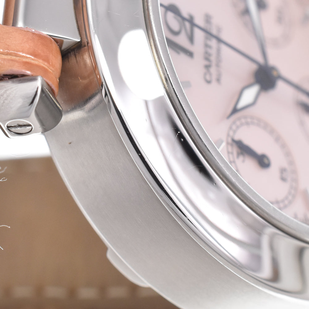 Cartier Pasha C Automatic Leather And Steel Watch (Pre-Owned)