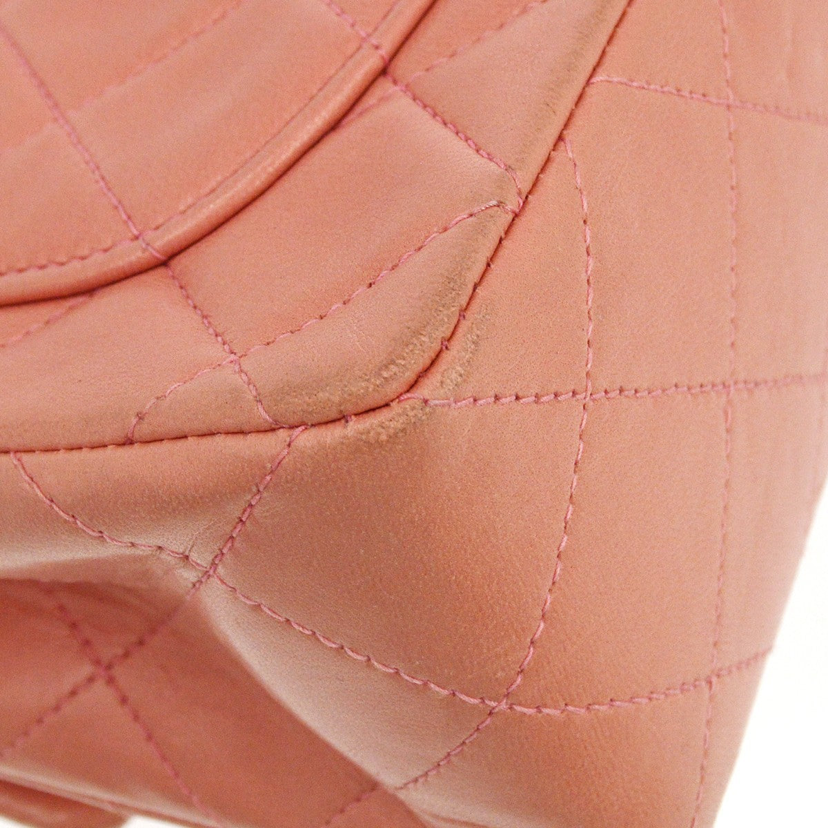 Chanel Vintage Square Classic Single Flap Quilted Lambskin Pink Leather Handbag (Pre-Owned)