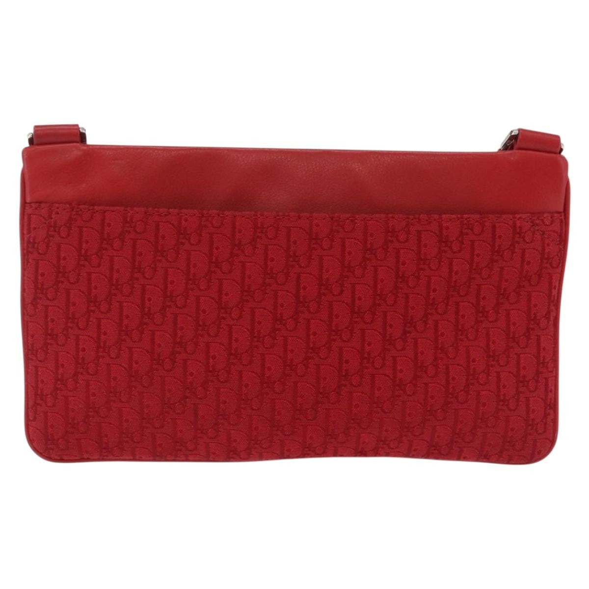 Christian Dior Vintage Street Chic Diorissimo Canvas With Leather Red Canvas Shoulder Bag Bag (Pre-Owned)