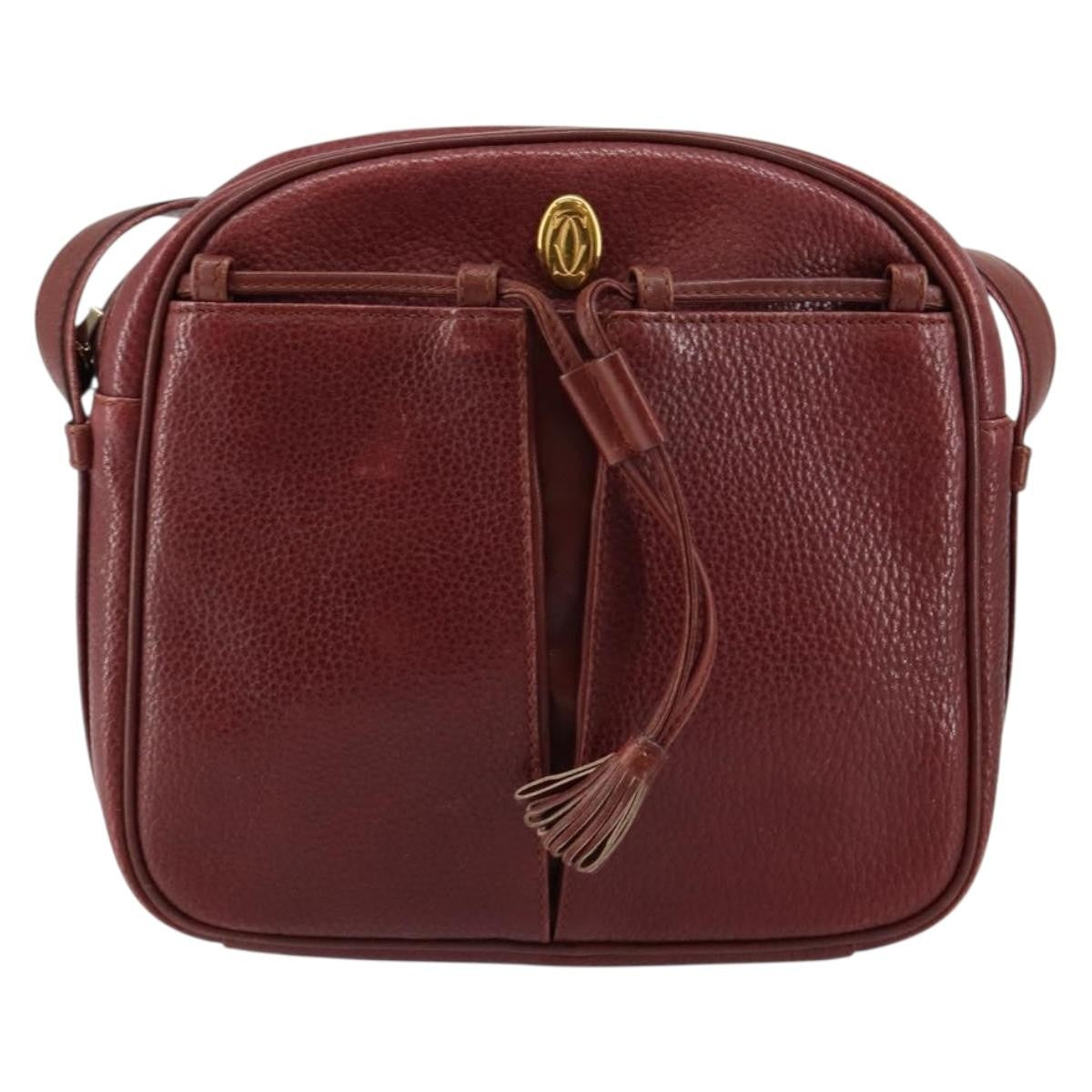 Cartier Tasseled Must De Cartier Leather Burgundy Leather Shoulder Bag Bag (Pre-Owned)