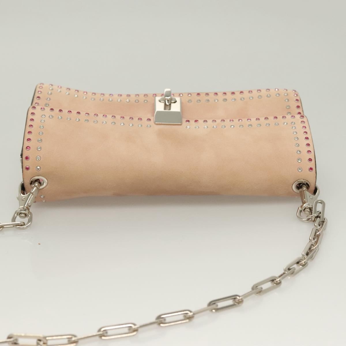 Valentino Garavani Turnlock Chain Suede Pink Suede Shoulder Bag Bag (Pre-Owned)