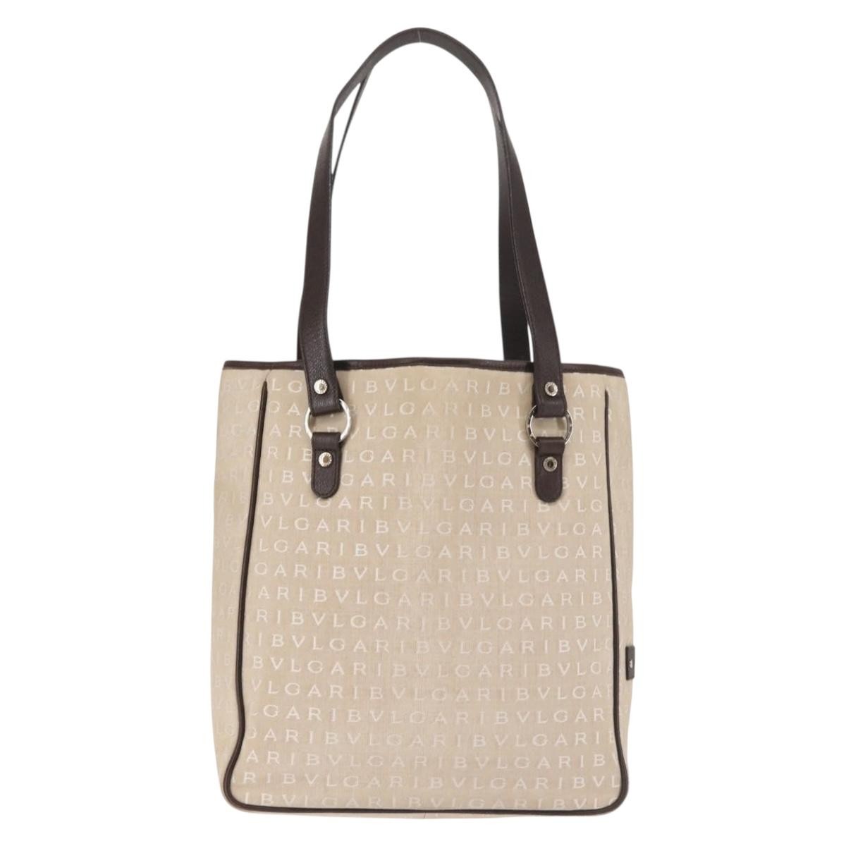 Bvlgari B.Zero1 Bucket Leather Beige Canvas Tote Bag Bag (Pre-Owned)