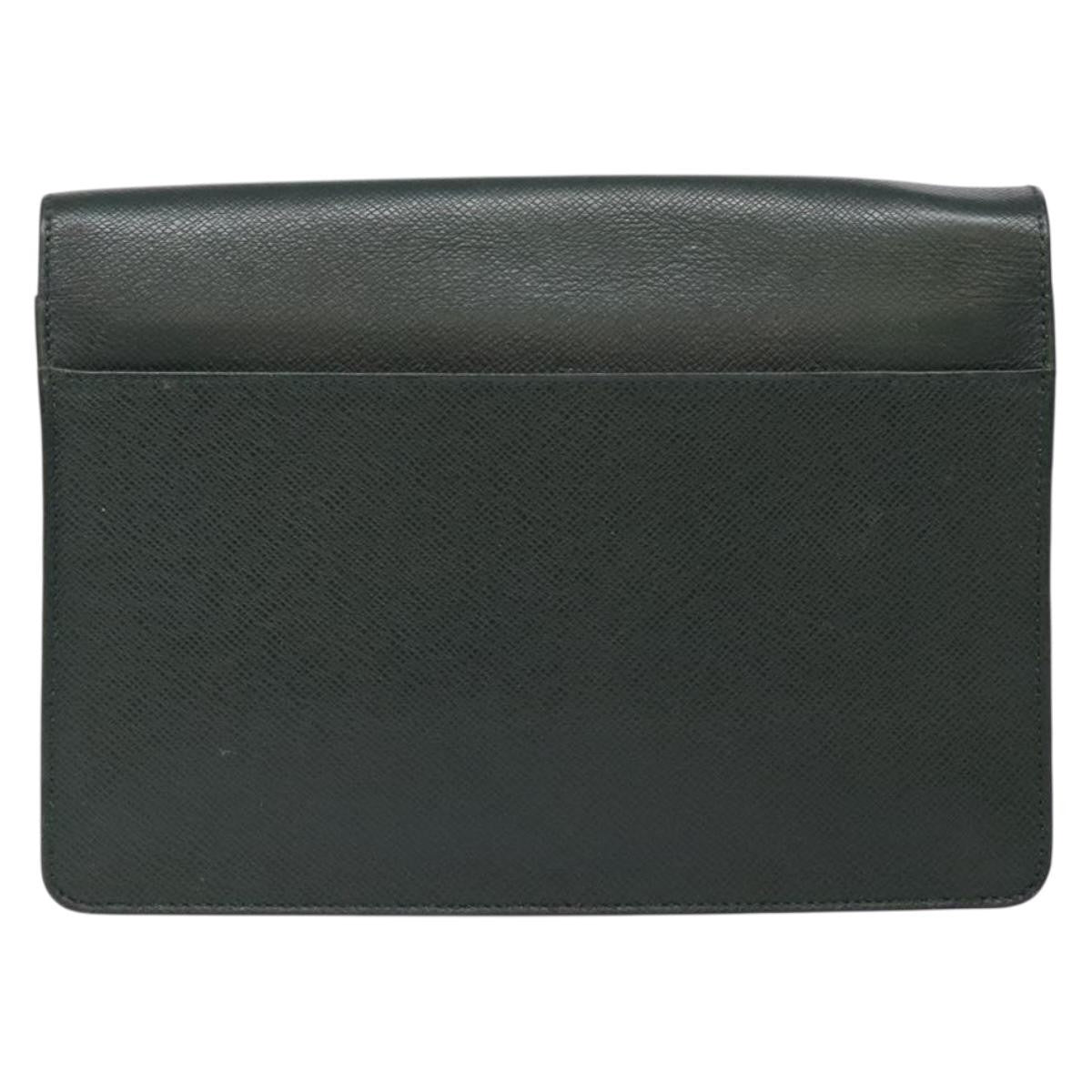 Louis Vuitton Serviette Kourad Taiga Leather Green Leather Clutche & Pouche Bag (Pre-Owned)