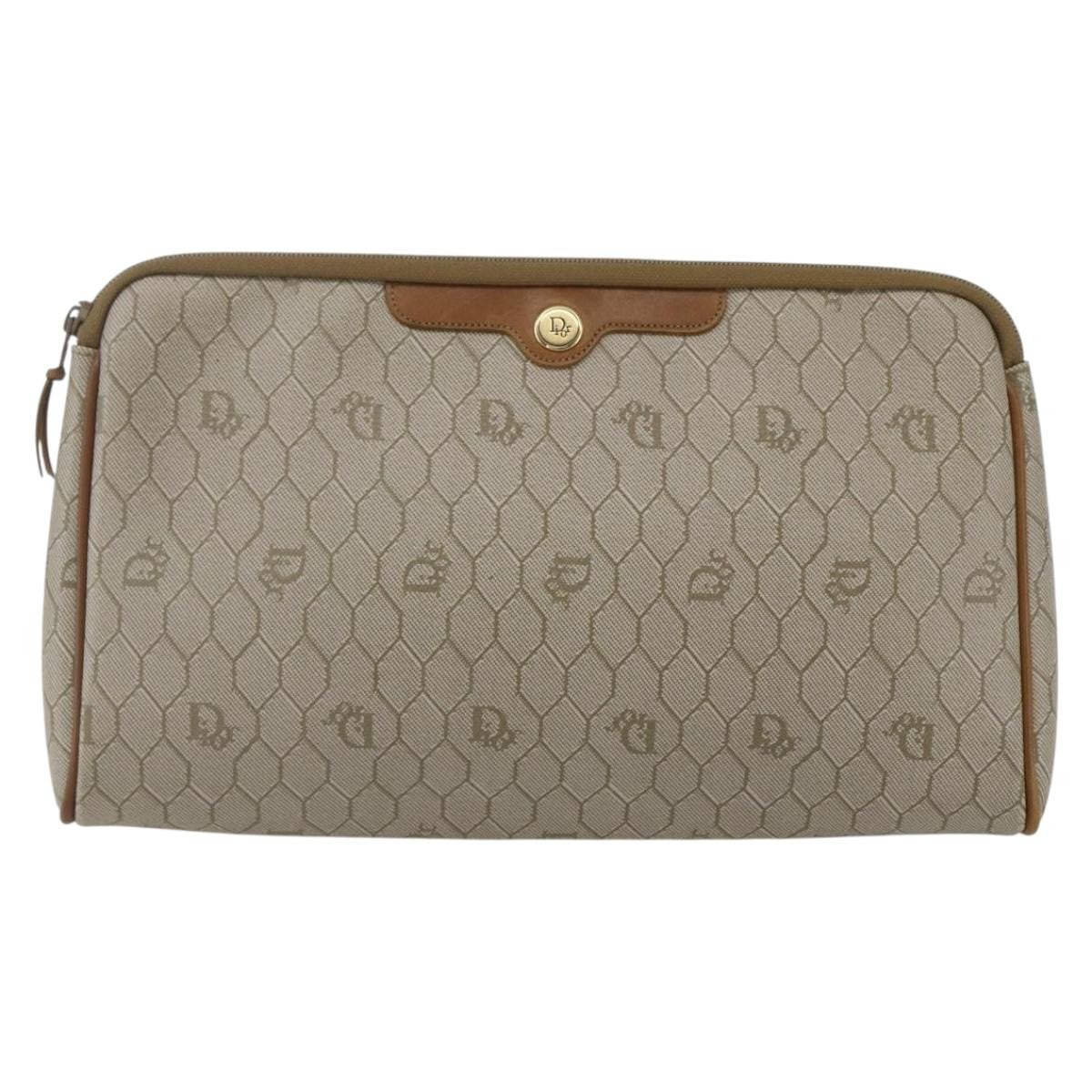 Christian Dior Vintage Honeycomb Clutch Canvas Beige Canvas Clutche & Pouche Bag (Pre-Owned)