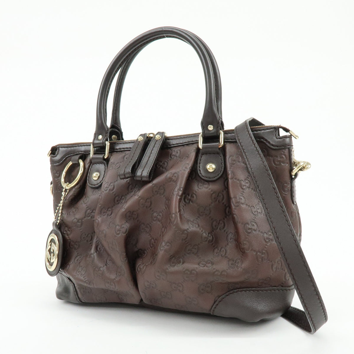 Gucci Sukey Top Handle Satchel Guccissima Leather Brown Leather Handbag (Pre-Owned)