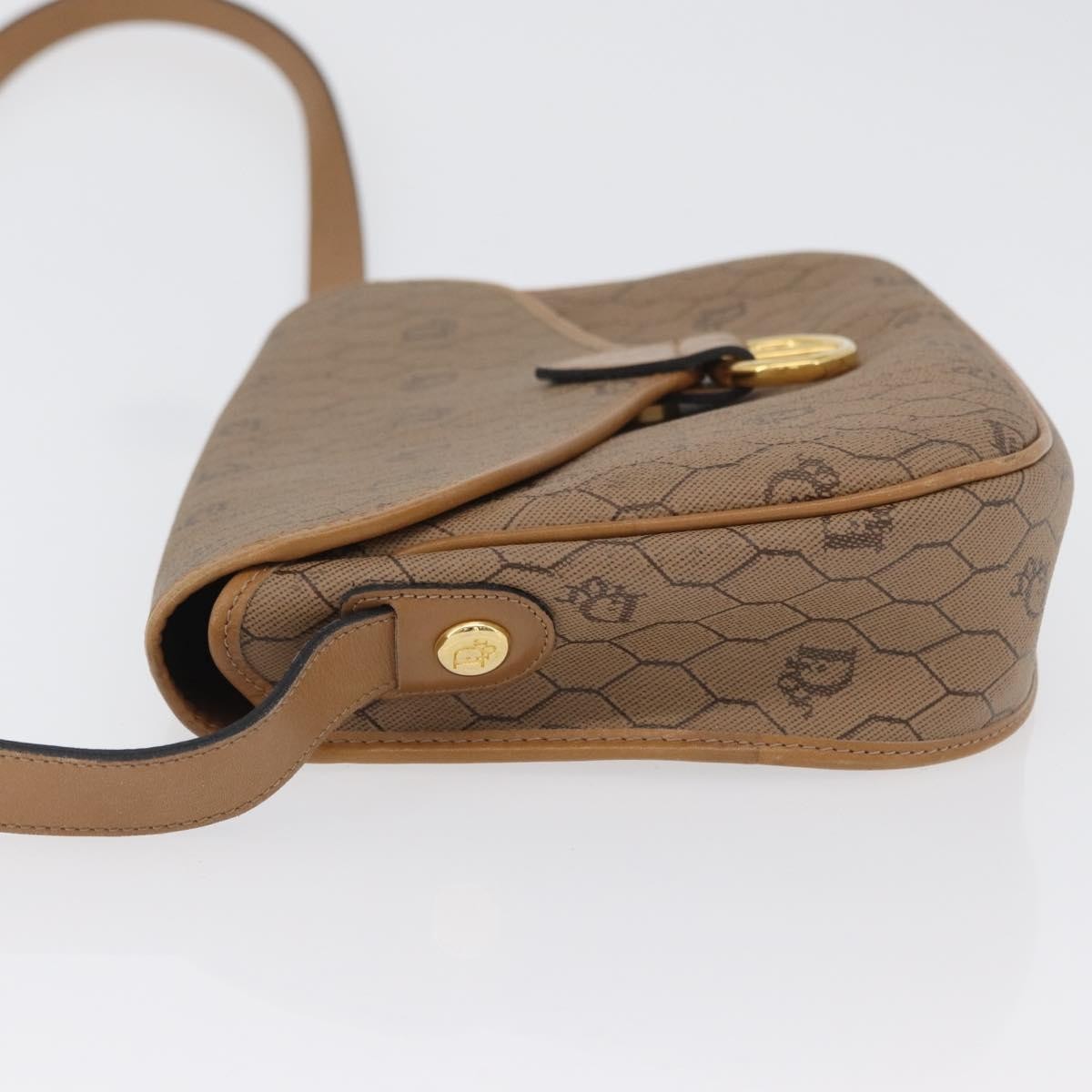 Christian Dior Vintage Honeycomb Canvas And Leather Beige Canvas Shoulder Bag Bag (Pre-Owned)