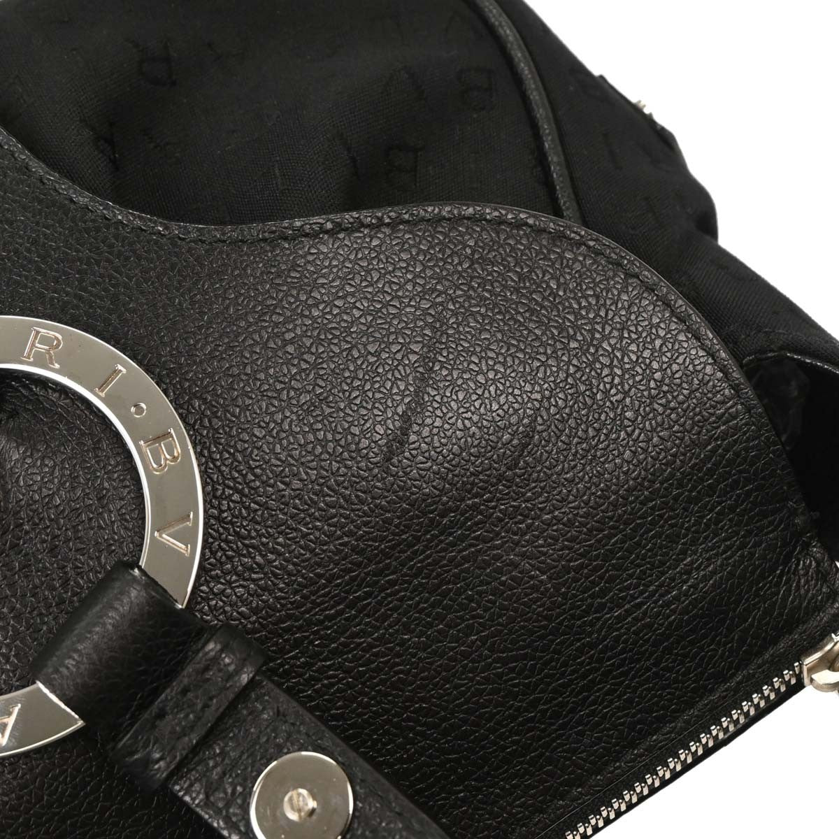 Bvlgari Logomania Canvas With Leather Black Leather Shoulder Bag Bag (Pre-Owned)
